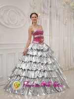 Caseros Argentina Beautiful strapless Popular Princess Quinceanera Dress with Brilliant silver