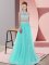 Pretty Lace Vestidos de Damas Aqua Blue Zipper Sleeveless Floor Length