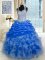 Pick Ups Floor Length Royal Blue Quinceanera Gown Straps Sleeveless Zipper