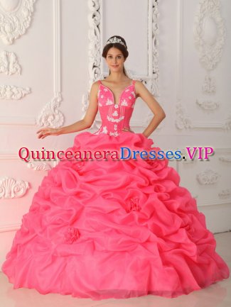 Newton Iowa/IA Sexy Watermelon Quinceanera Dress With Appliques Decorate Straps And Bodice