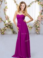 Elegant Sweetheart Sleeveless Criss Cross Dama Dress Purple Chiffon