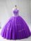 Nice Halter Top Sleeveless Lace Up Quinceanera Dress Purple Tulle