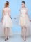 Cute A-line Damas Dress Champagne Sweetheart Tulle Sleeveless Knee Length Lace Up