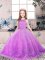On Sale Lilac Sleeveless Floor Length Lace and Appliques Backless High School Pageant Dress