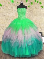 Inexpensive Multi-color Tulle Lace Up Sweetheart Sleeveless Floor Length Sweet 16 Dresses Beading and Ruffles and Sequins(SKU PSSW0239-6BIZ)