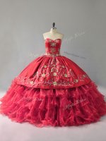 Floor Length Red 15th Birthday Dress Sweetheart Sleeveless Lace Up(SKU PSSW1014-8BIZ)