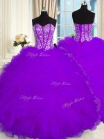 Purple Sweetheart Lace Up Beading and Ruffles Vestidos de Quinceanera Sleeveless(SKU PSSW0355-5BIZ)