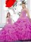 Straps Sleeveless Beading and Ruffles and Pick Ups Lace Up Quince Ball Gowns