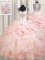 Pretty Pink Straps Zipper Beading and Ruffles and Pick Ups Quinceanera Gowns Brush Train Sleeveless