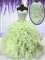 Yellow Green Sleeveless Organza Lace Up Sweet 16 Dresses for Military Ball and Sweet 16 and Quinceanera