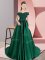 Fantastic Green Satin Zipper Quince Ball Gowns Sleeveless Court Train Lace