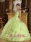 Challis Idaho/ID Yellow Green Organza Ruffle Layers Quinceanera Dress With Applique decorate Strapless Bodice