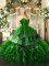 Romantic Green Organza and Taffeta Zipper Quinceanera Court of Honor Dress Sleeveless Floor Length Embroidery and Ruffles
