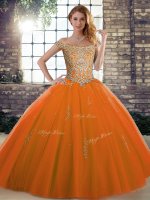 Attractive Tulle Sleeveless Floor Length 15 Quinceanera Dress and Beading
