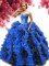 Sweetheart Sleeveless Lace Up Quinceanera Dresses Blue And Black Organza