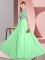 On Sale Green Empire Chiffon Scoop Sleeveless Beading and Appliques Floor Length Backless Quinceanera Dama Dress