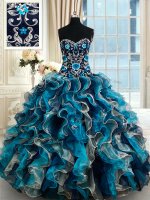 Extravagant Brush Train Ball Gowns Ball Gown Prom Dress Multi-color Sweetheart Organza Sleeveless Lace Up(SKU PSSW0331BIZ)