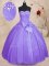 Deluxe Floor Length Ball Gowns Sleeveless Lavender Quinceanera Gown Lace Up