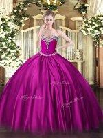 Shining Sweetheart Sleeveless Satin Sweet 16 Dresses Beading Lace Up