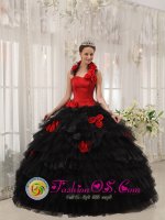 Grants New mexico /NM Black and Red Hand Made Flowers For Gorgeous Quinceanera Dress with Ruffles Layered