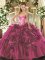 On Sale Fuchsia Ball Gowns Beading and Ruffles Military Ball Dresses For Women Lace Up Organza Sleeveless Floor Length