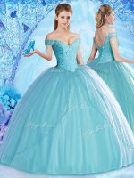 Delicate Off the Shoulder Sleeveless Beading Lace Up Sweet 16 Quinceanera Dress