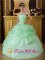 Ashburton Devon Apple Green Sweet 16 Quinseanera Dress With Strapless Beads And Ruffles Decorate On Organza