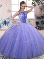 High Quality Lavender Sleeveless Beading Floor Length Quinceanera Gowns