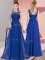 Discount Royal Blue Chiffon Zipper Scoop Sleeveless Floor Length Quinceanera Court Dresses Beading and Appliques