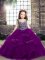 Attractive Sleeveless Floor Length Beading Lace Up Kids Pageant Dress with Purple