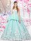 Best Selling Scoop Sleeveless Lace Up Floor Length Lace and Appliques Quinceanera Dresses