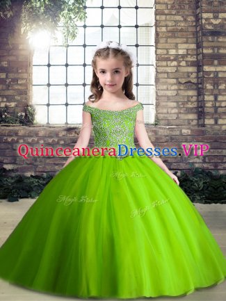 Perfect Sleeveless Beading Lace Up Kids Pageant Dress