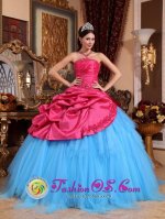 Stylish Red and Blue Poughkeepsie New York/NY Quinceanera Dress With Appliques and Beadings Ball Gown For Sweet 16