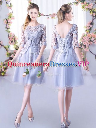 Latest Half Sleeves Lace Lace Up Quinceanera Dama Dress