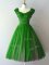 Great Knee Length A-line Cap Sleeves Green Dama Dress Lace Up