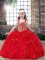 Cute Red Sleeveless Beading and Ruffles Floor Length Child Pageant Dress