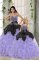 Lavender Ball Gowns Organza Sweetheart Sleeveless Beading and Ruffles Floor Length Lace Up Ball Gown Prom Dress