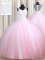 Straps Floor Length Ball Gowns Sleeveless Pink And White Vestidos de Quinceanera Zipper