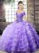 Sexy Sleeveless Brush Train Beading and Ruffled Layers Lace Up 15 Quinceanera Dress