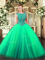 Turquoise Zipper Scoop Beading Ball Gown Prom Dress Tulle Sleeveless(SKU SJQDDT1183002-2BIZ)