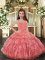 Low Price Watermelon Red Lace Up Custom Made Pageant Dress Ruffled Layers Sleeveless Floor Length
