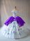 Embroidery and Ruffles 15 Quinceanera Dress White And Purple Lace Up Sleeveless Floor Length