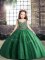Floor Length Dark Green Kids Pageant Dress Straps Sleeveless Lace Up