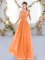 Excellent Chiffon Scoop Sleeveless Zipper Lace Dama Dress in Orange