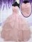 Baby Pink Lace Up Military Ball Gowns Ruffled Layers Sleeveless Floor Length