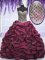 Designer Burgundy Taffeta Lace Up Sweet 16 Dresses Sleeveless Floor Length Beading and Sequins and Pick Ups
