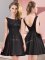 Classical Black A-line Scoop Sleeveless Satin Mini Length Zipper Lace Dama Dress for Quinceanera