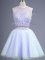 Excellent Lavender Tulle Lace Up Quinceanera Court of Honor Dress Sleeveless Knee Length Beading