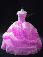 Beading and Appliques and Pick Ups Sweet 16 Dresses Lilac Lace Up Sleeveless Floor Length(SKU PSSW1119-5BIZ)