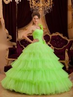 Driggs Idaho/ID Stuuning Spring Green One Shoulder Ruffles Layered Quinceanera Cake Dress With A-line / Princess In Illinois(SKU QDZY117-GBIZ)
